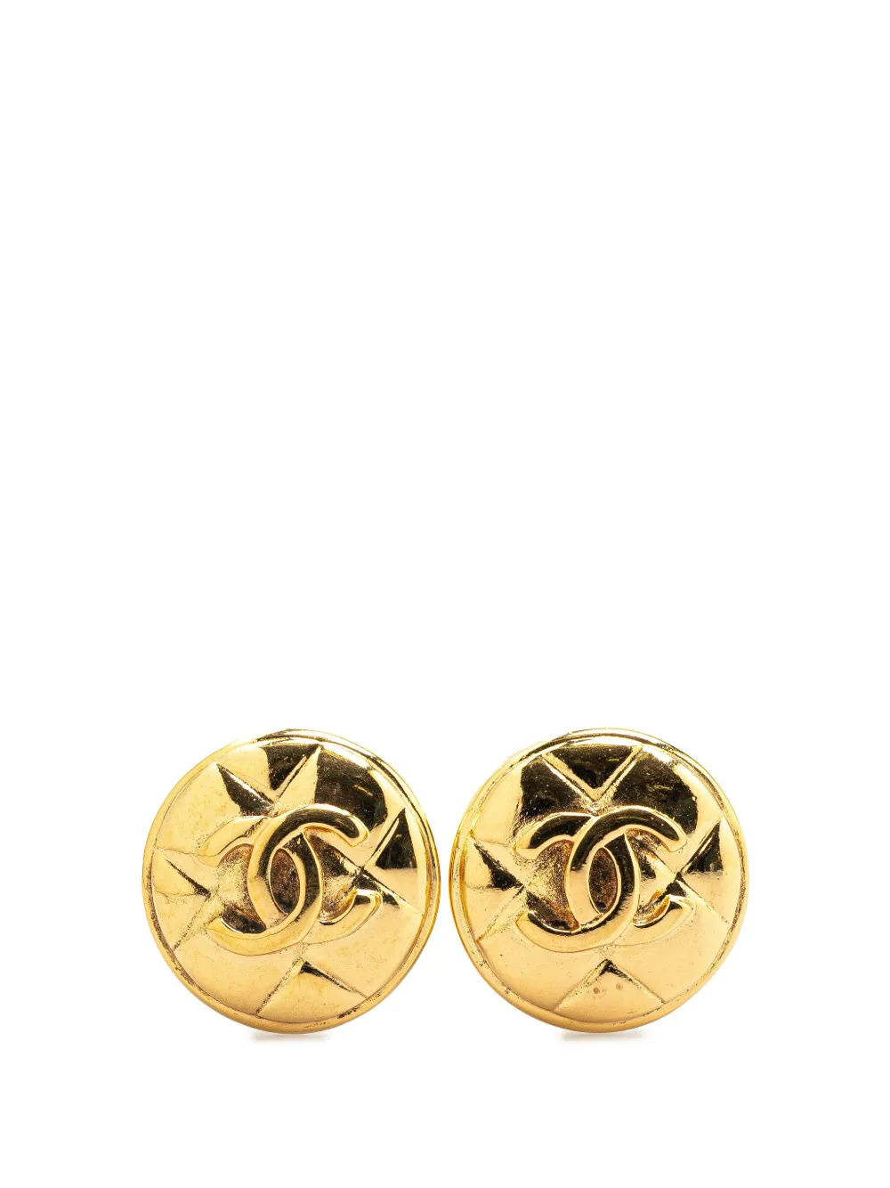 CHANEL Pre-Owned 20th Century Gold Plated CC Quilted Round Clip on Earrings costume earrings | Gold | Image 1