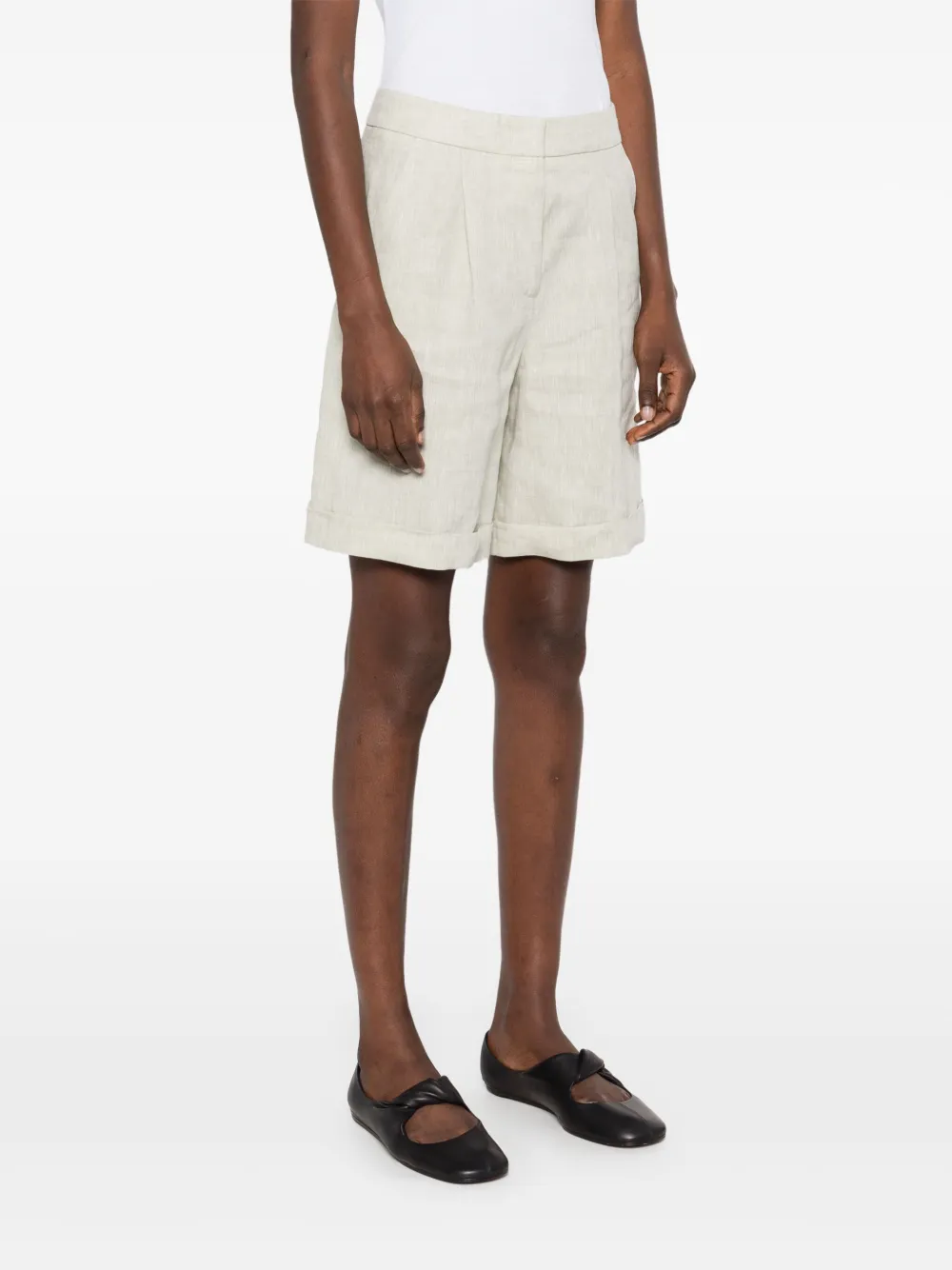 Peserico Linnen shorts Groen