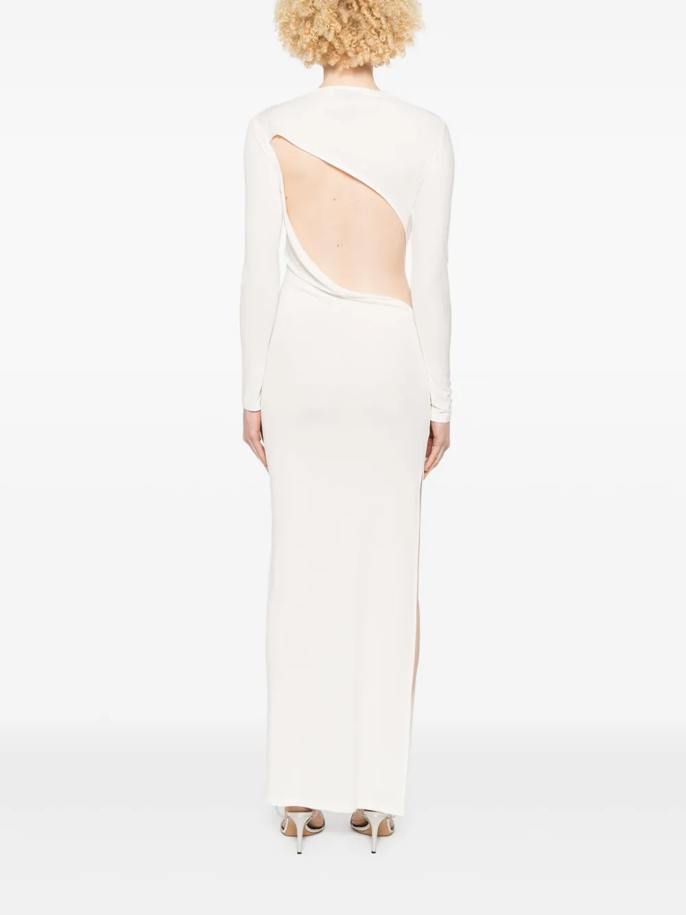 Self-Portrait Gesmockte jersey maxi-jurk Wit