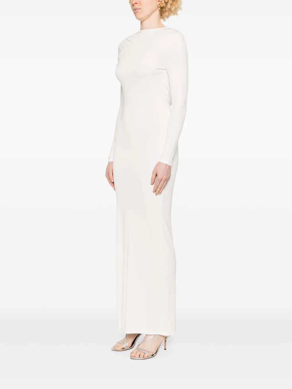 Self-Portrait Gesmockte jersey maxi-jurk Wit