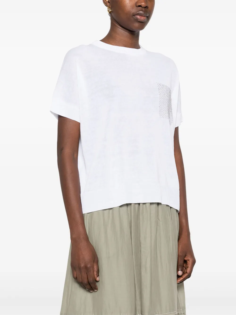 Peserico T-shirt met kralen Wit