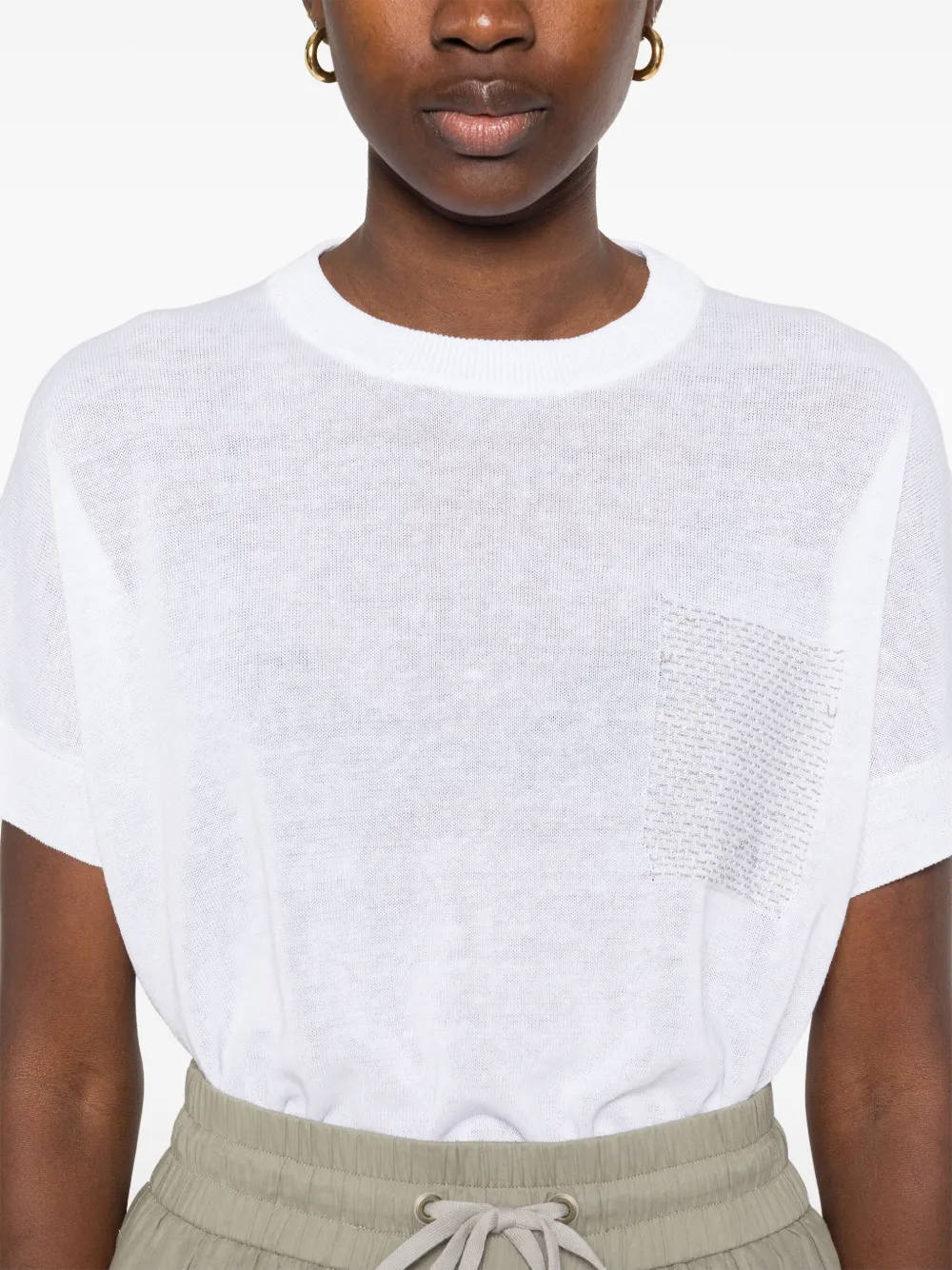 Peserico T-shirt met kralen Wit