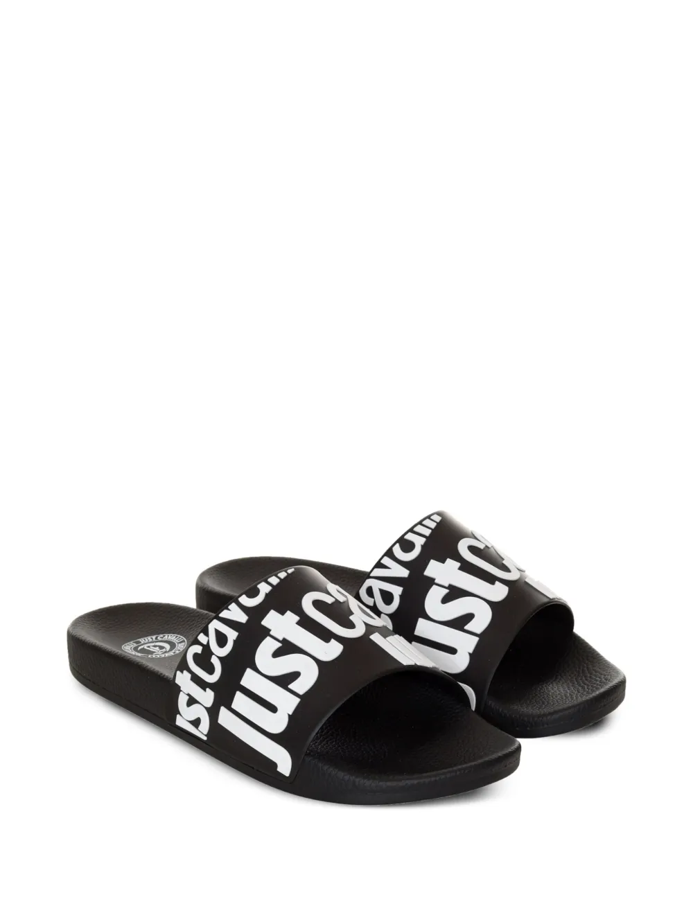 Just Cavalli Slippers met logoprint - Zwart