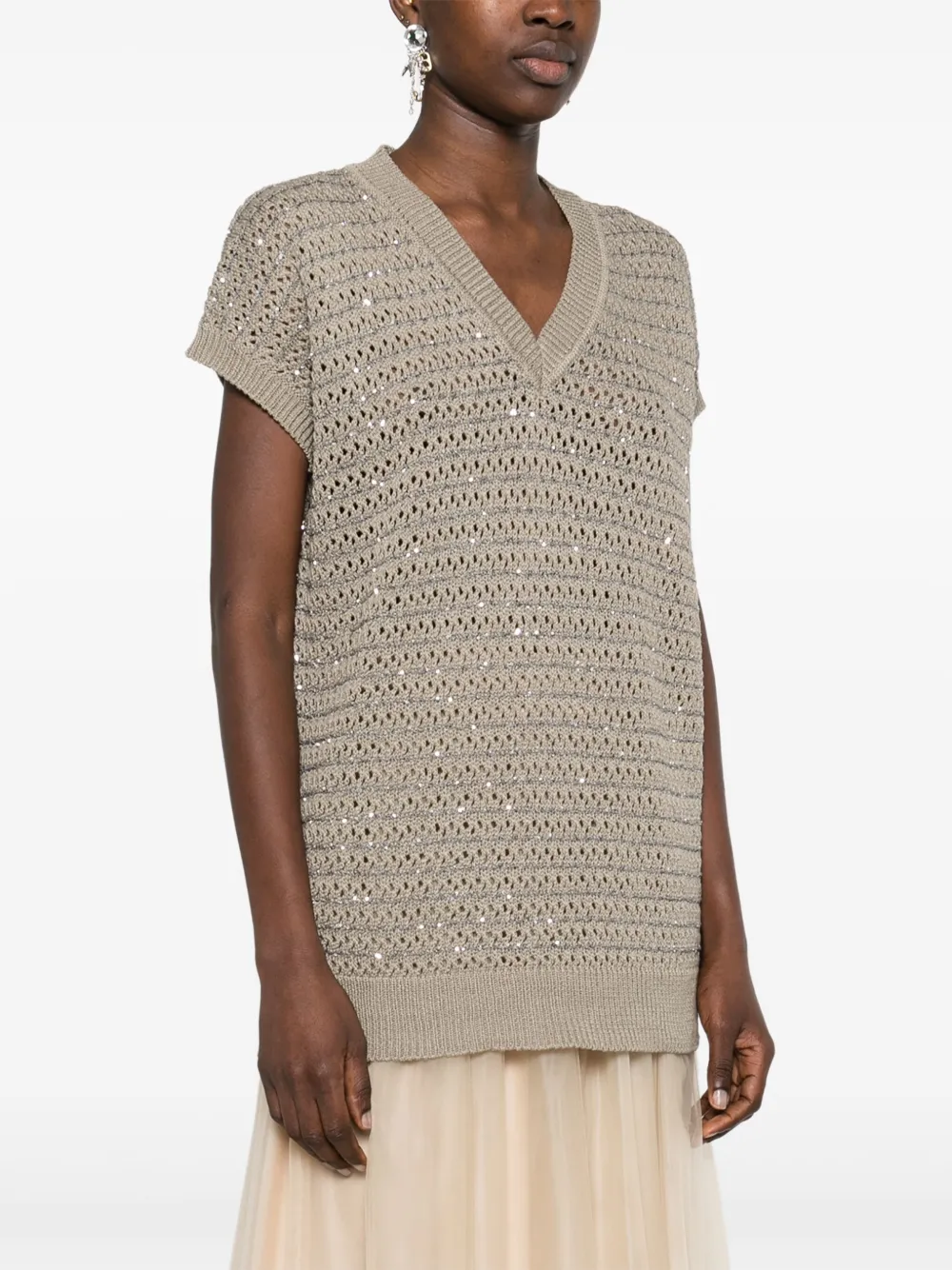 Fabiana Filippi Vest met pailletten Bruin