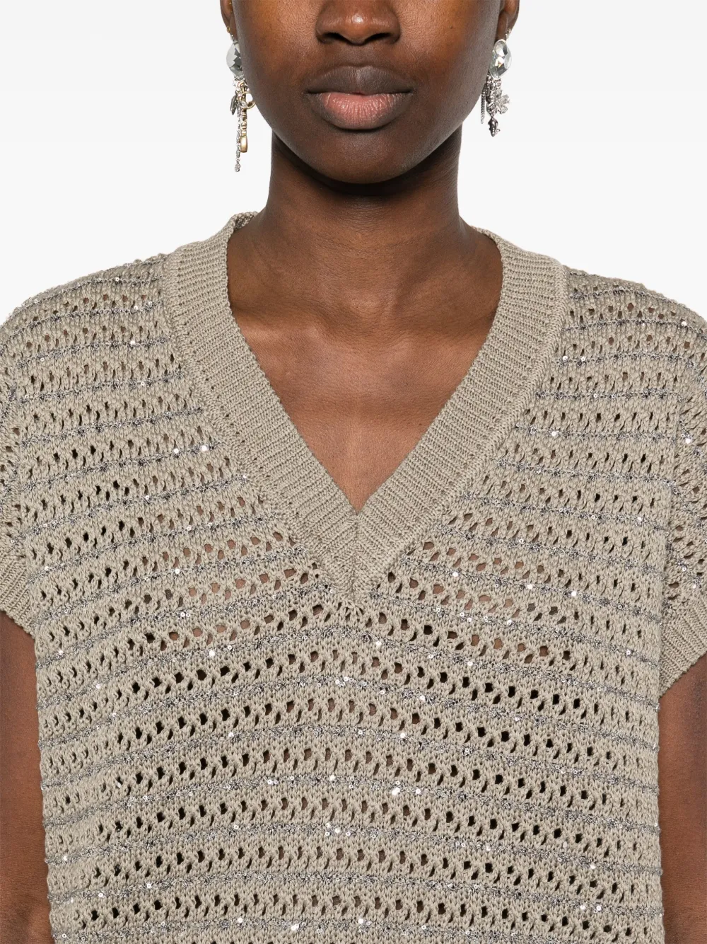 Fabiana Filippi Vest met pailletten Bruin