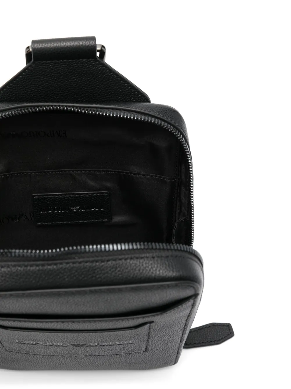 Emporio Armani Leren messengertas Zwart