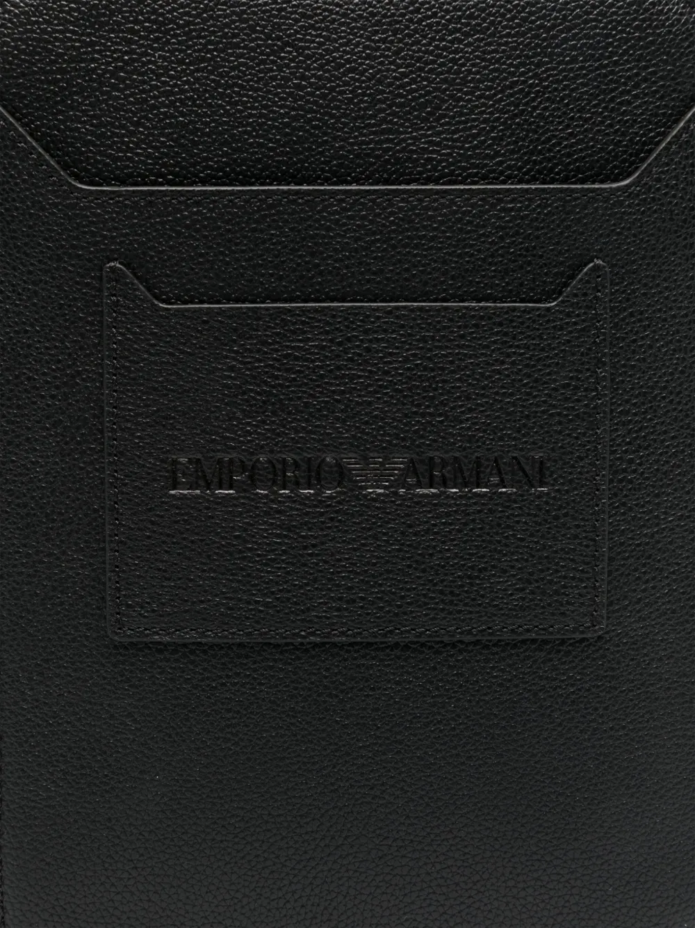 Emporio Armani Leren messengertas Zwart