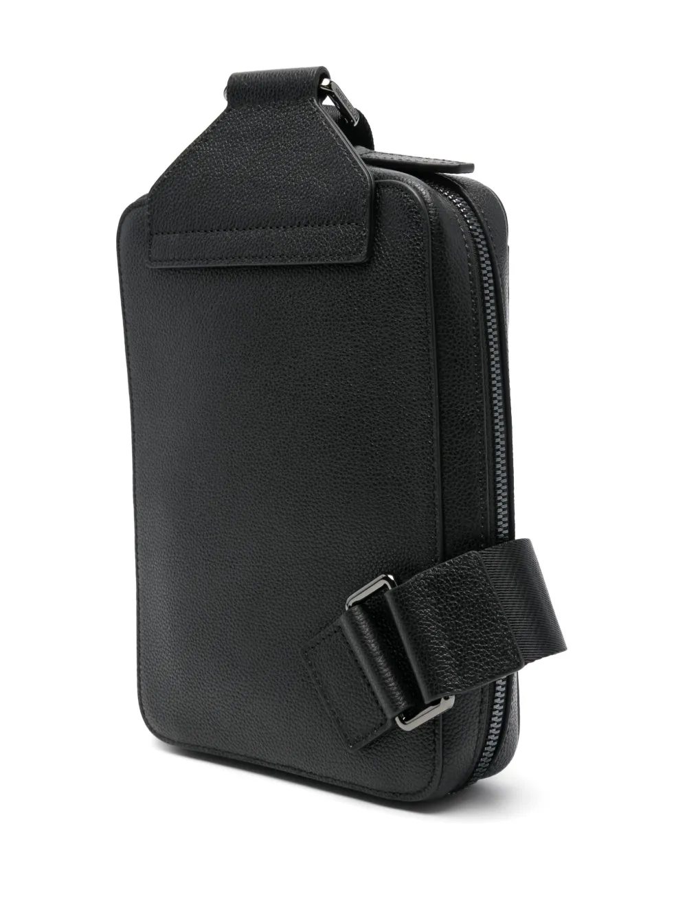 Emporio Armani Leren messengertas Zwart