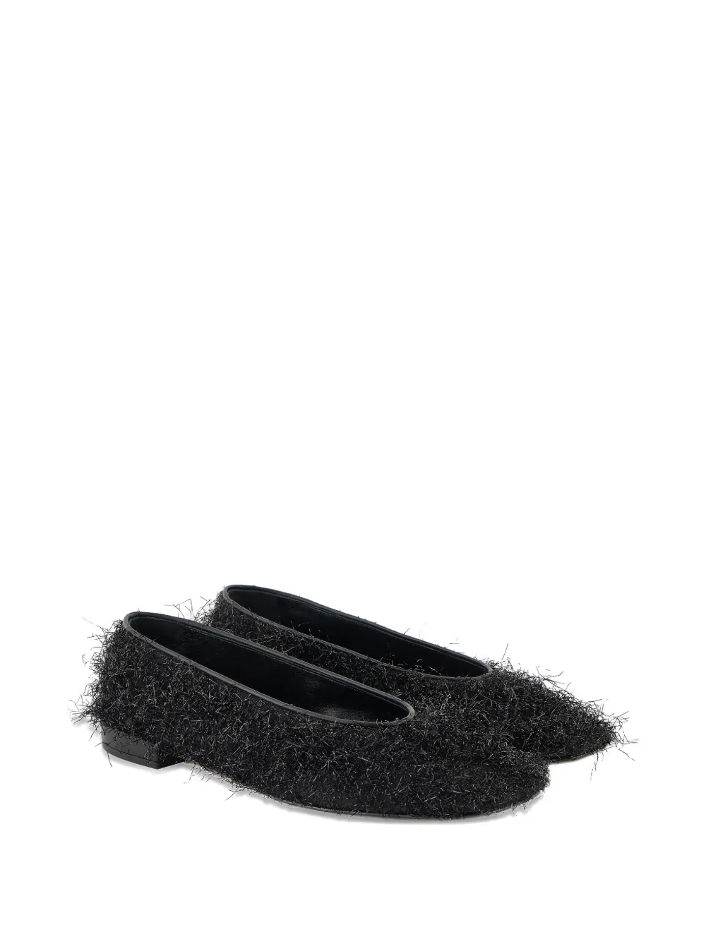 Giorgio Armani faux-fur ballerinas - Zwart