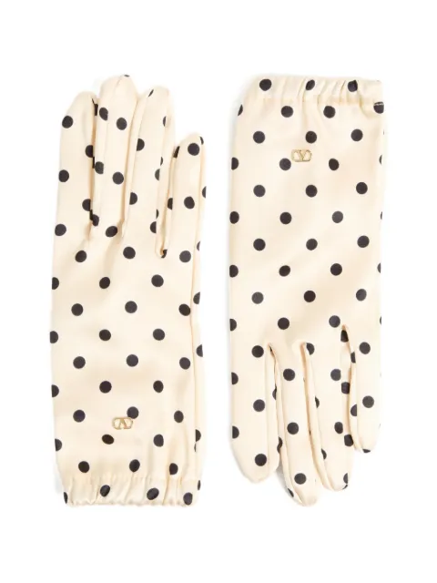 Valentino Garavani VLogo Signature polka-print silk gloves
