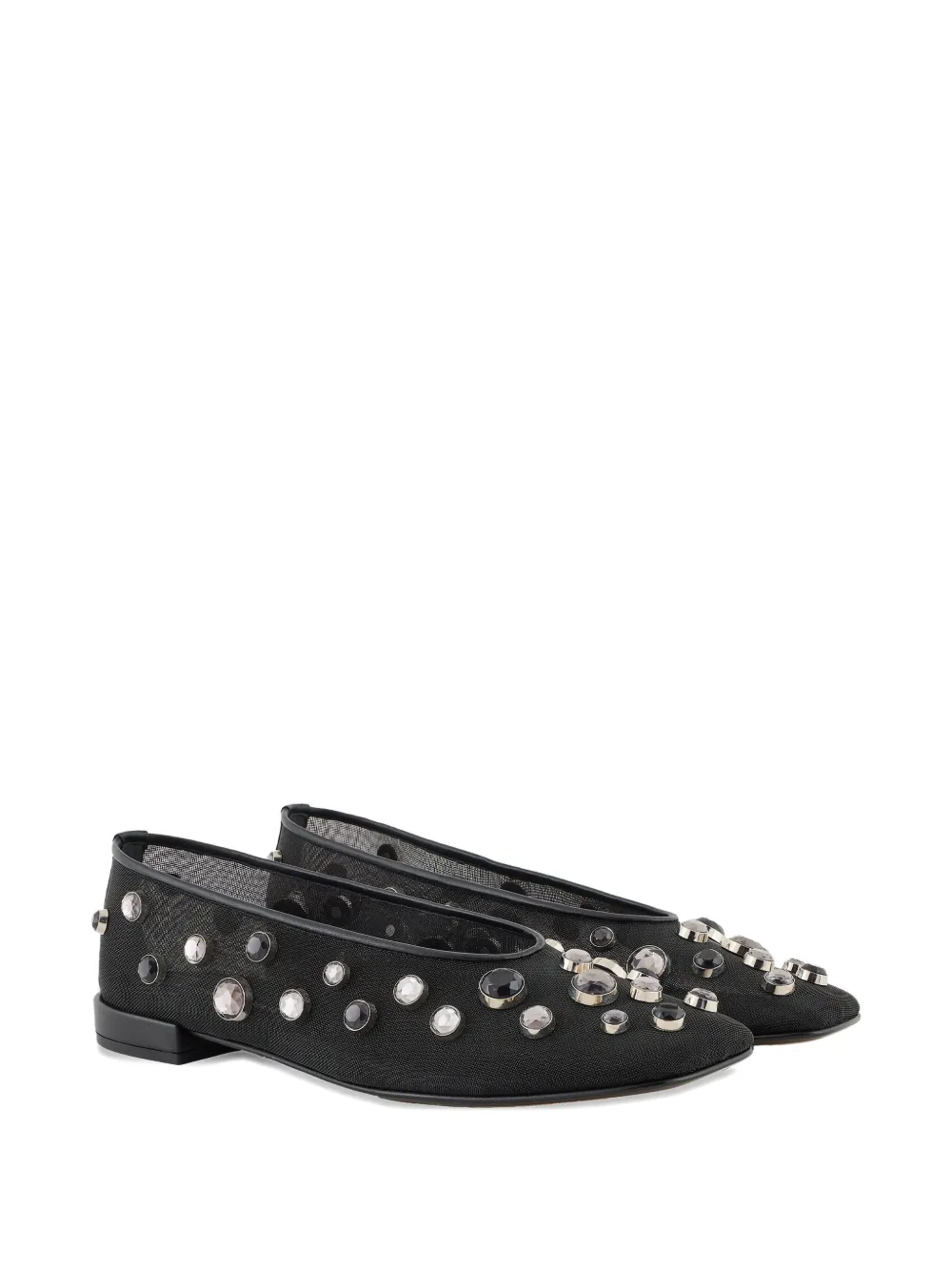 Giorgio Armani rhinestone-embellished ballerinas - Zwart