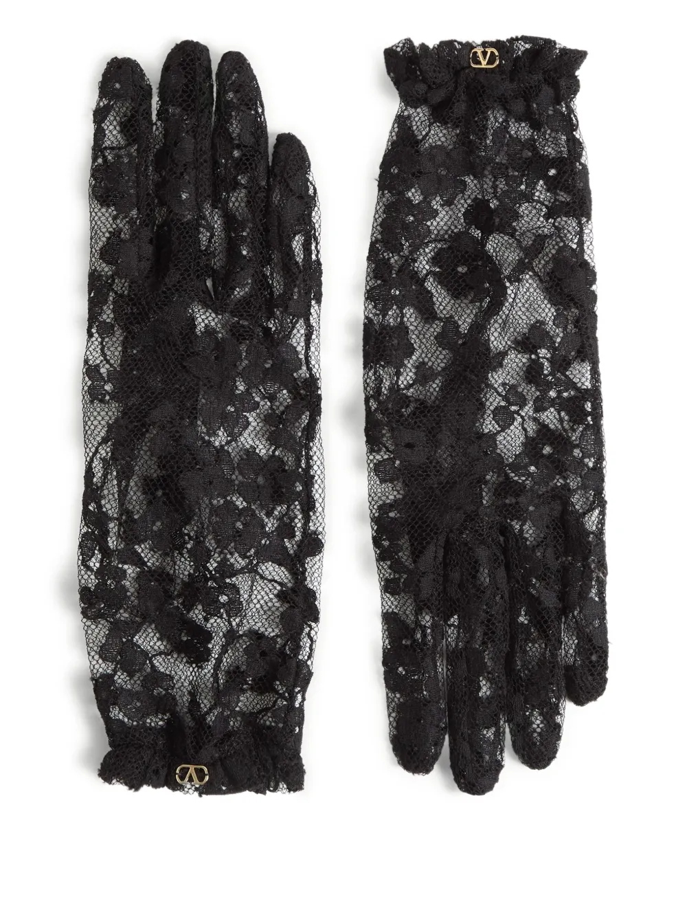 Valentino Garavani Floral-lace Gloves In Black