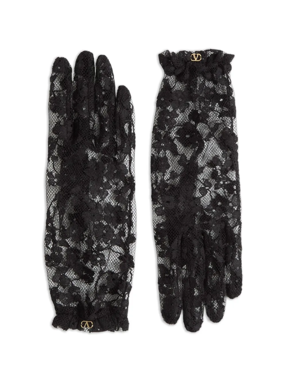 Valentino Garavani VLogo Signature Lace Gloves | Black | FARFETCH CA