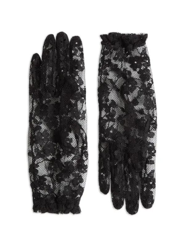 Valentino Garavani VLogo Signature Lace Gloves | Black | FARFETCH