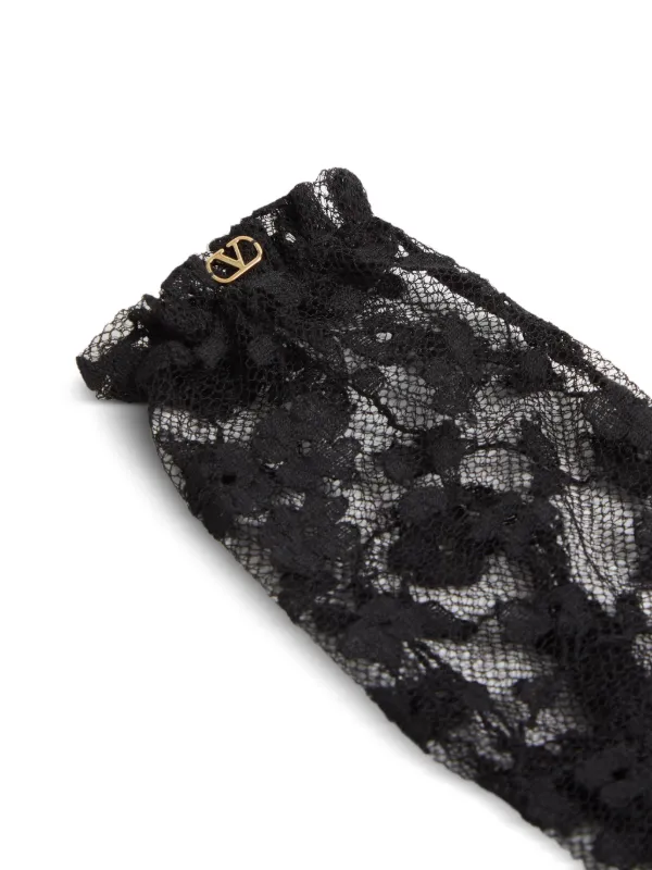 Valentino Garavani VLogo Signature Lace Gloves | Black | FARFETCH