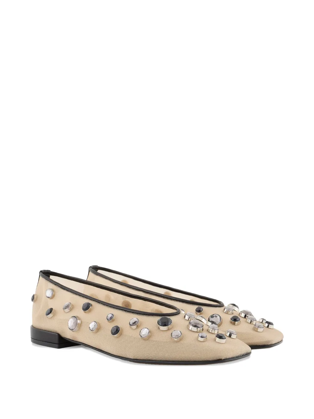 Giorgio Armani rhinestone-embellished ballerinas - Beige