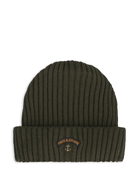 Paul & Shark logo-appliqué beanie hat