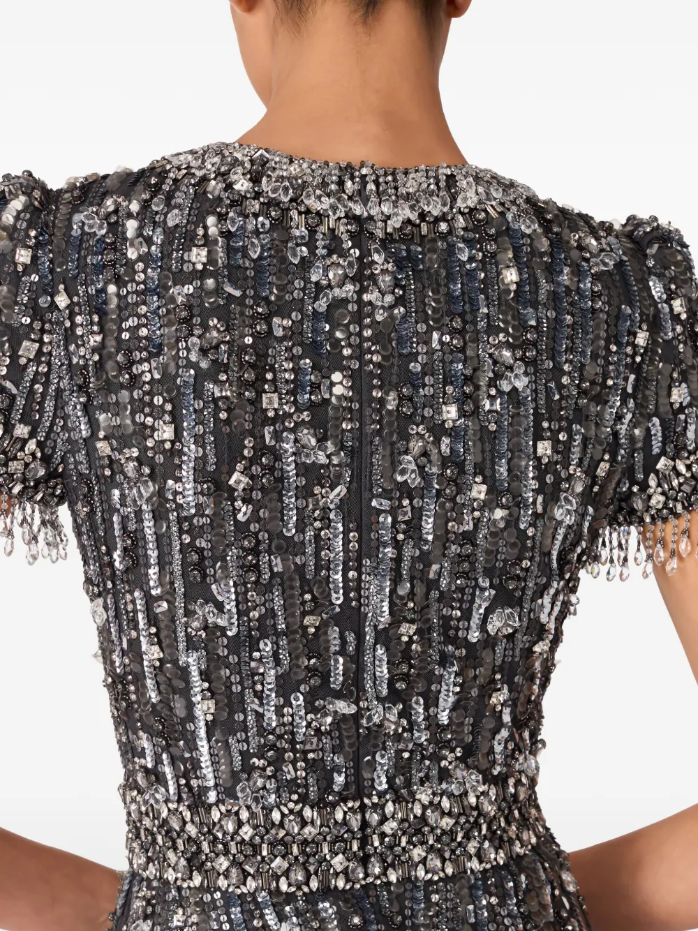 Jenny Packham Roxy Maxi Dress In Grey