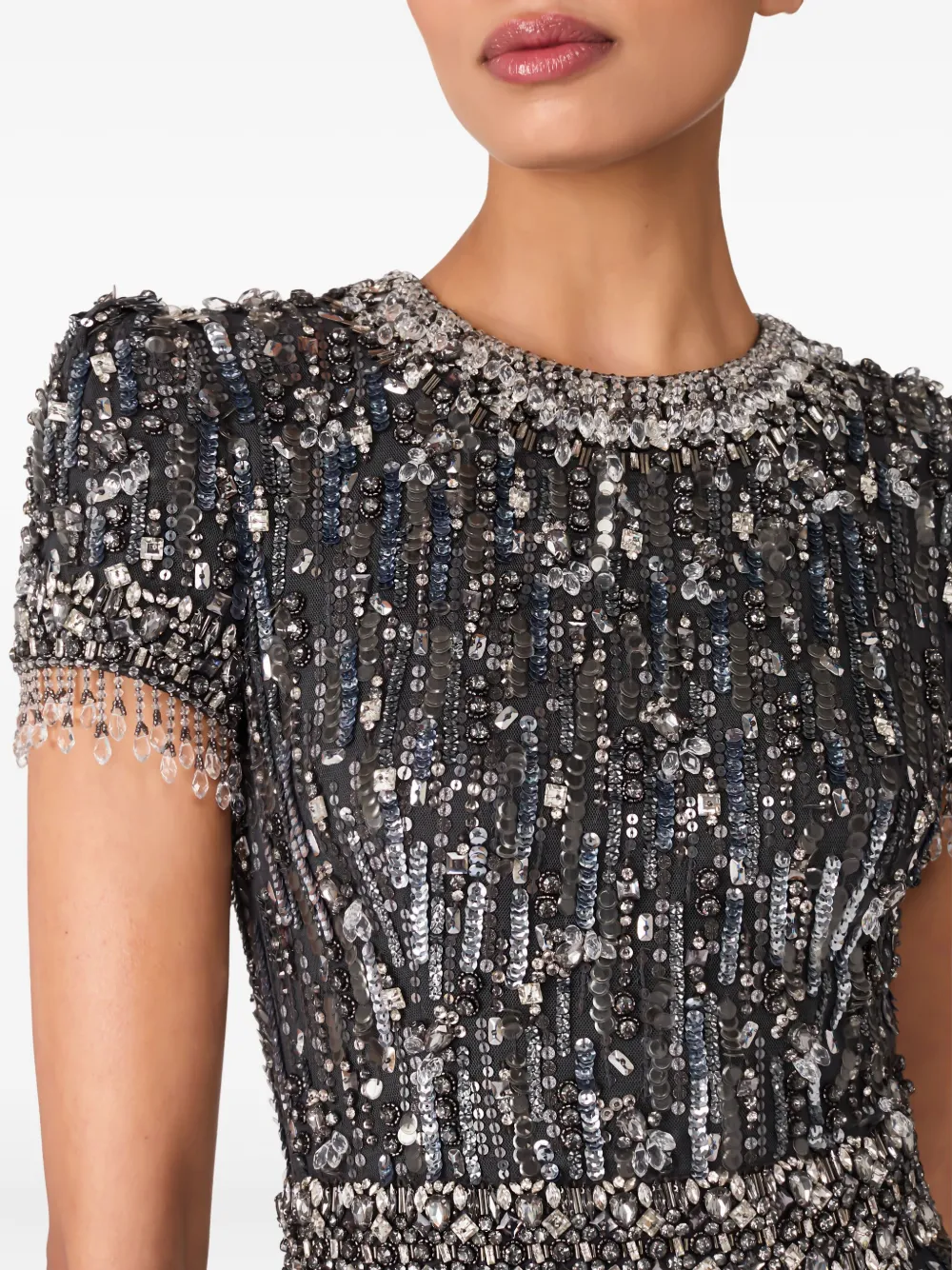 Jenny Packham Roxy Maxi Dress In Grey