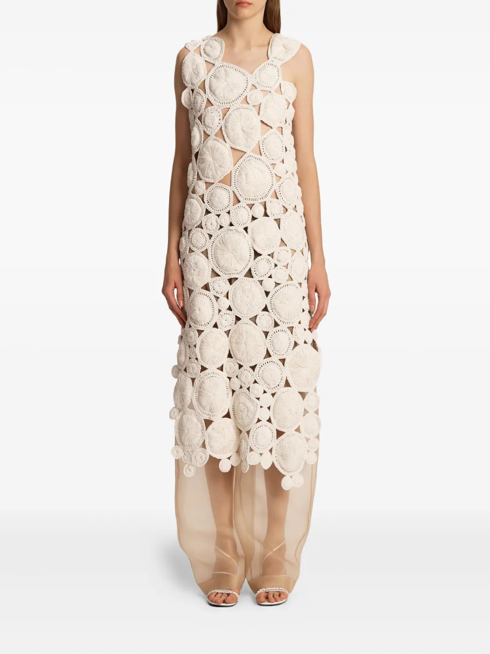 KHAITE Avalon circular-appliqué maxi dress - Beige