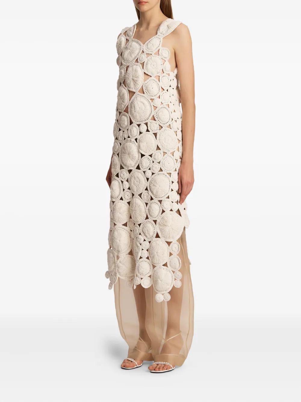 Khaite Avalon Circular-appliqué Maxi Dress In Neutral
