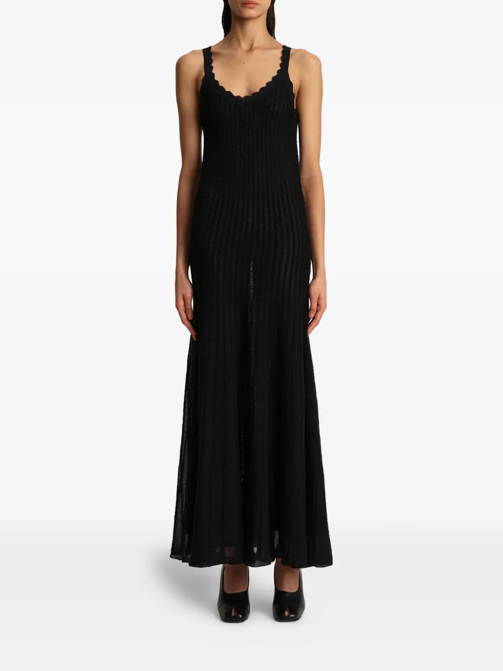 KHAITE Thora striped dress - Zwart