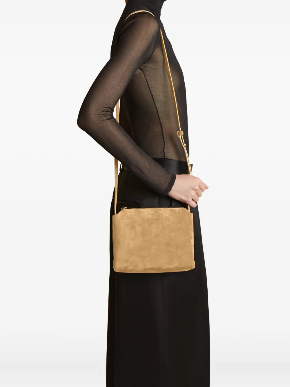 Khaite Lina Suede Crossbody Bag In Brown