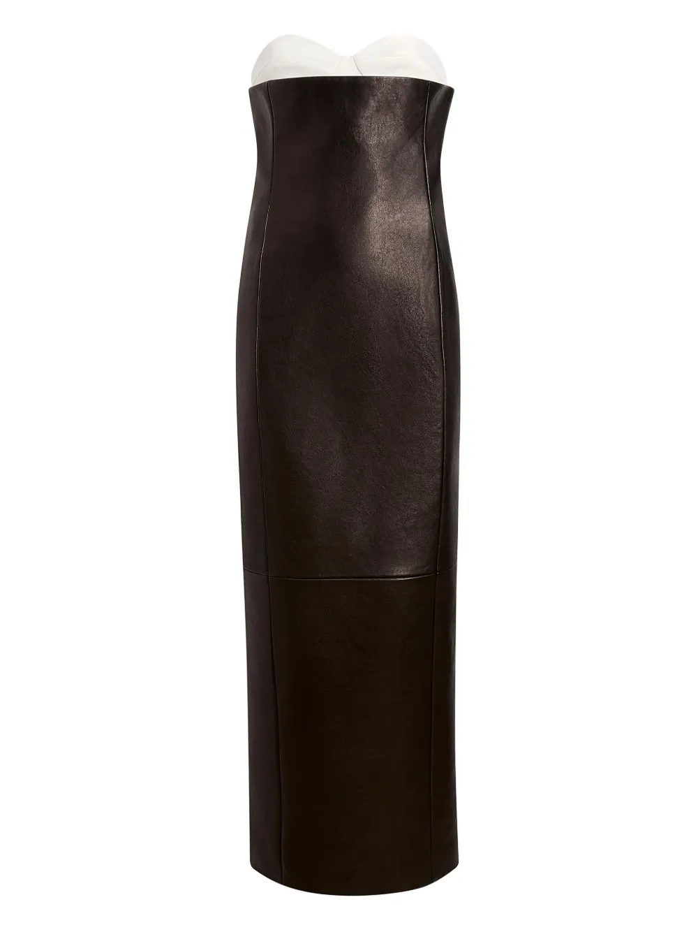 Khaite Yael Strapless Leather Maxi Dress In Black