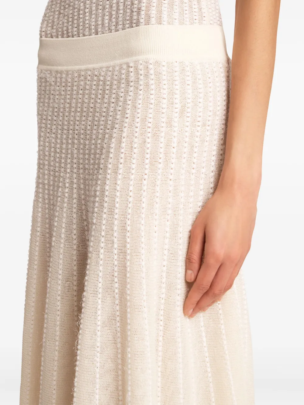 Khaite Dawn Pointelle-knit Midi Skirt In Blue