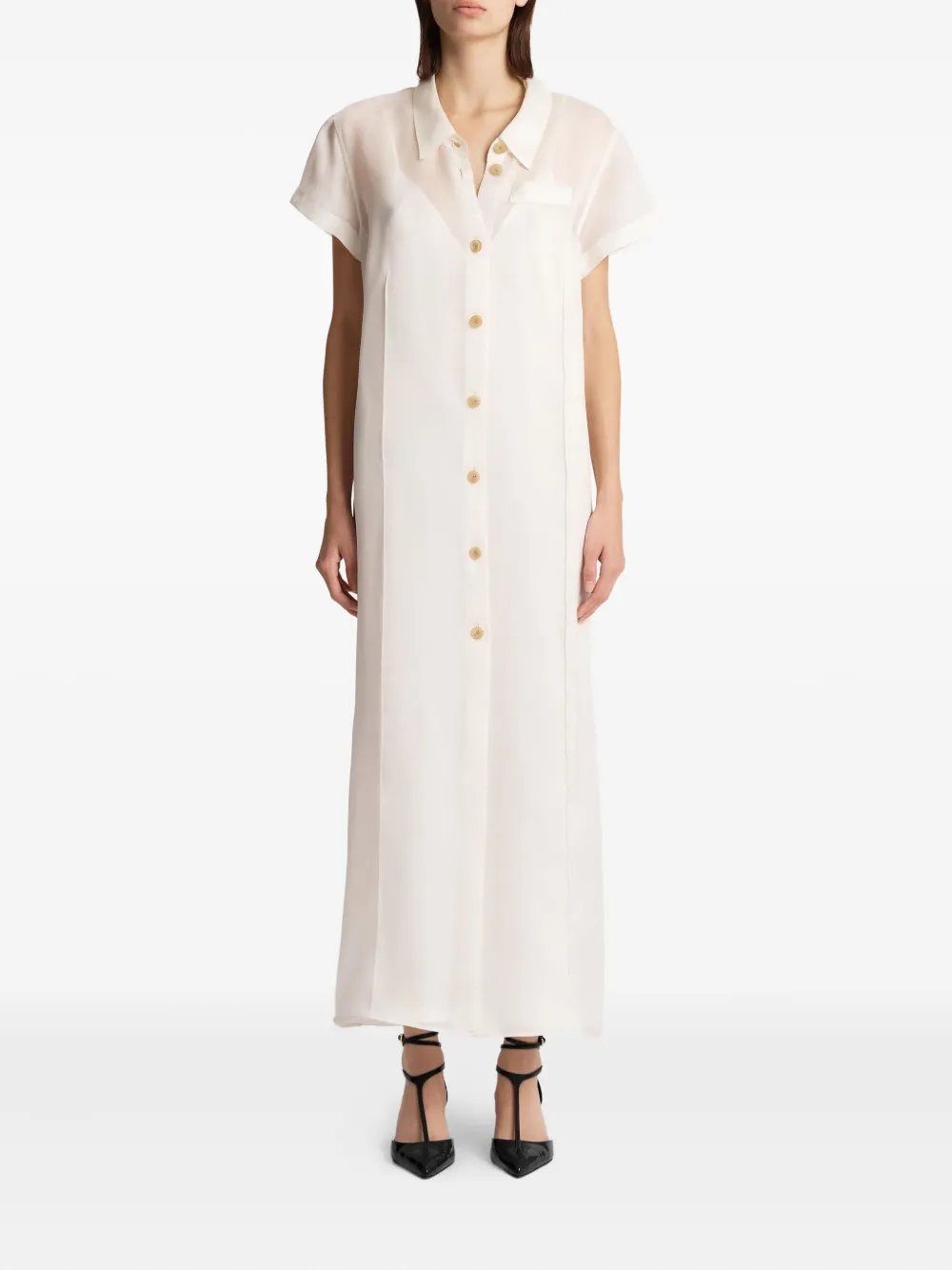 KHAITE Effy jurk met zak met knopen - Beige