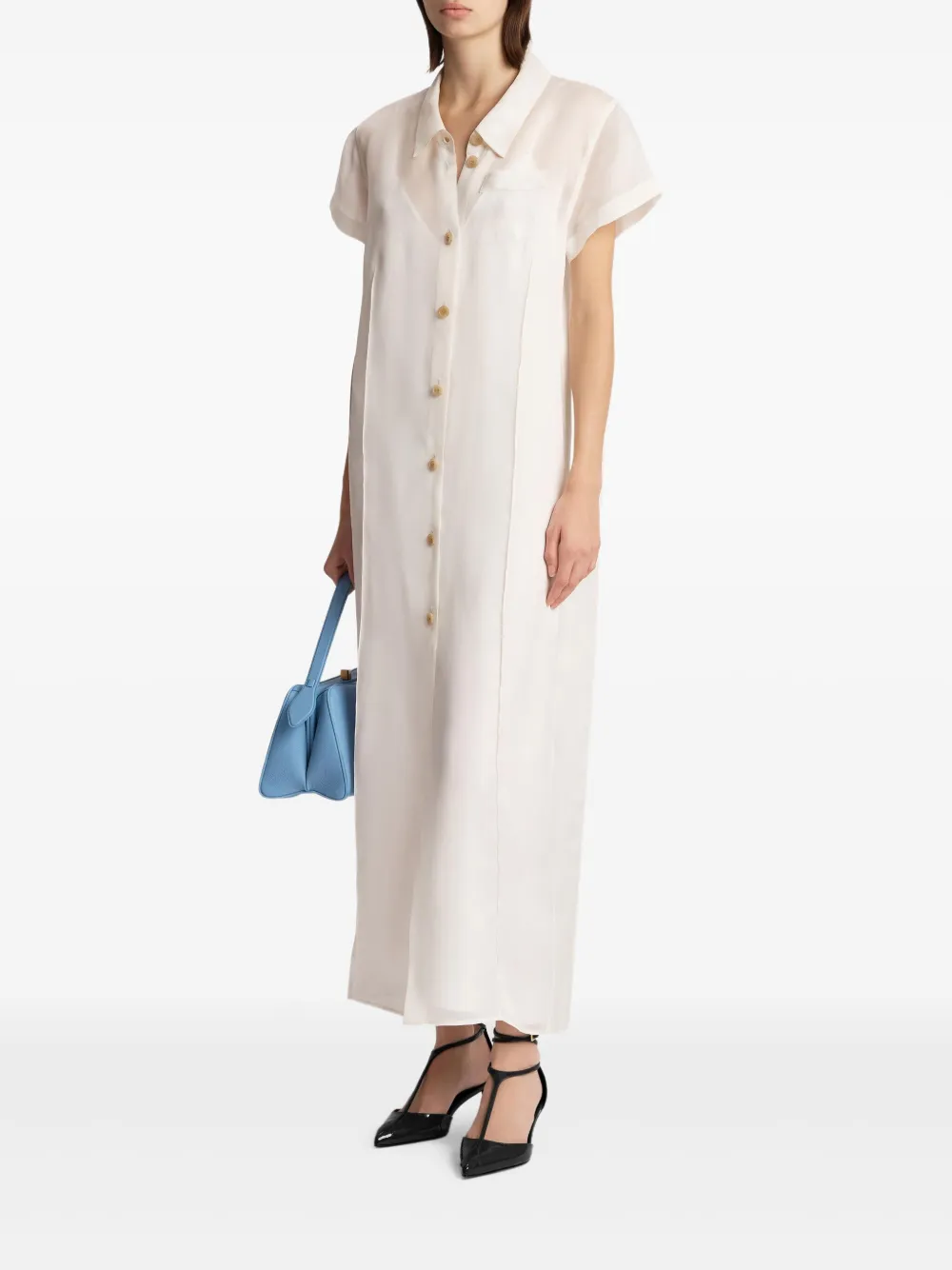 KHAITE Effy jurk met zak met knopen Beige