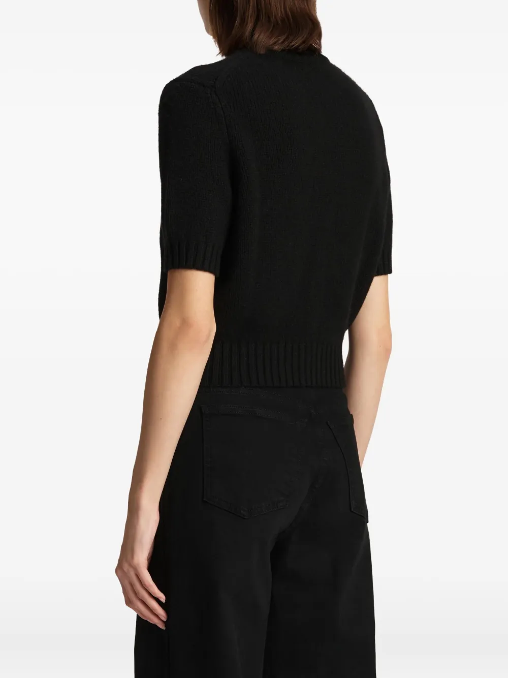 Khaite Short-sleeve Button-up Cardigan In Black