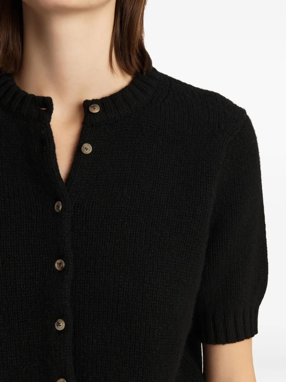 Khaite Short-sleeve Button-up Cardigan In Black
