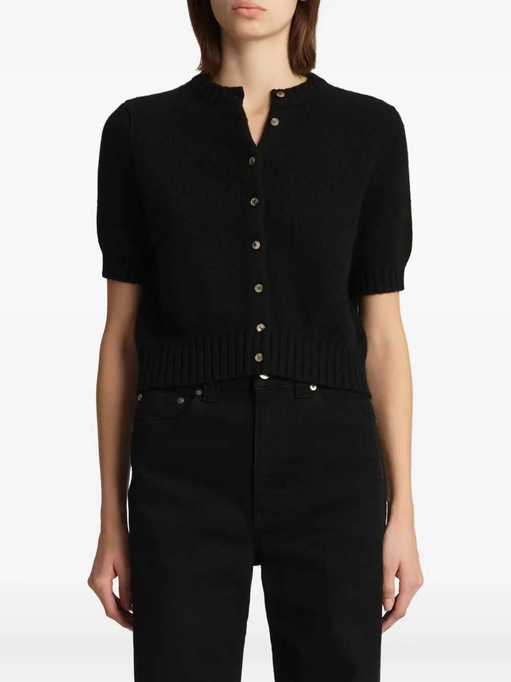 Khaite Short-sleeve Button-up Cardigan In Black
