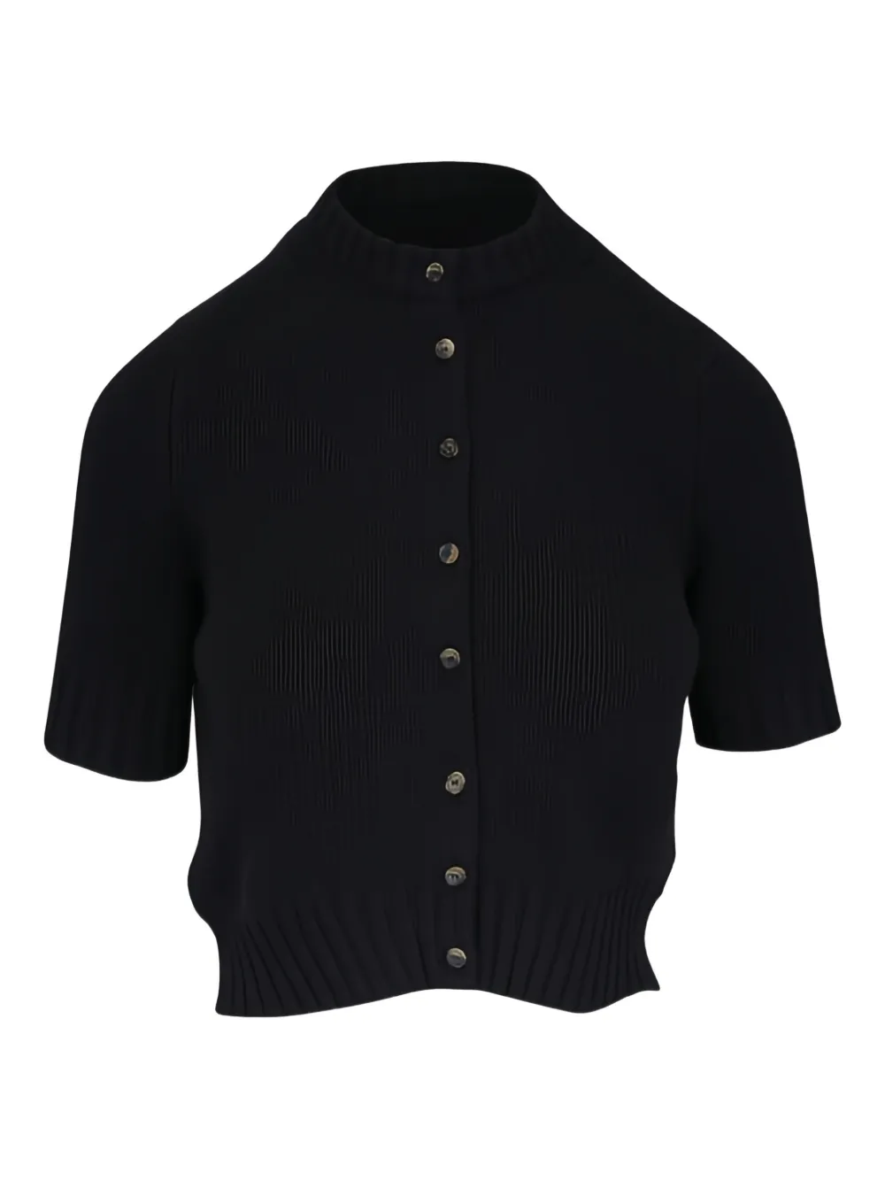 KHAITE short-sleeve button-up cardigan - Black