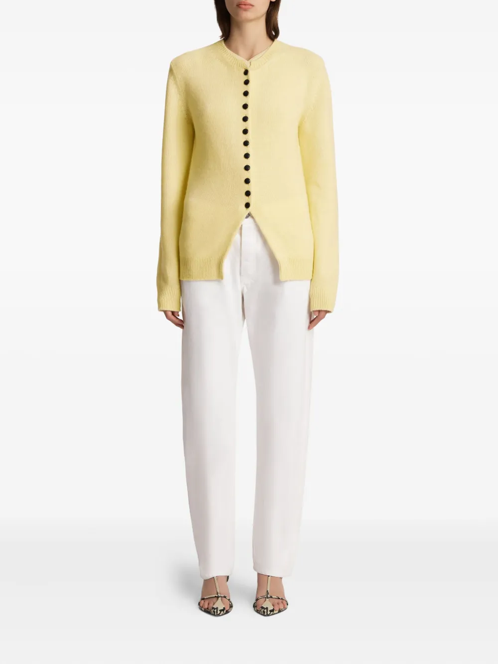 Khaite Josette Button Cardigan In Yellow