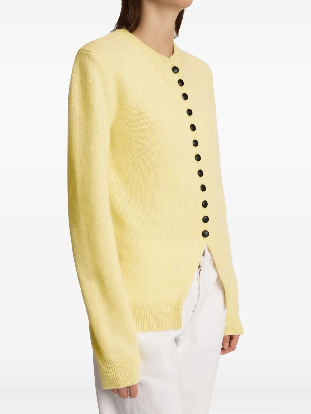 Khaite Josette Button Cardigan In Yellow