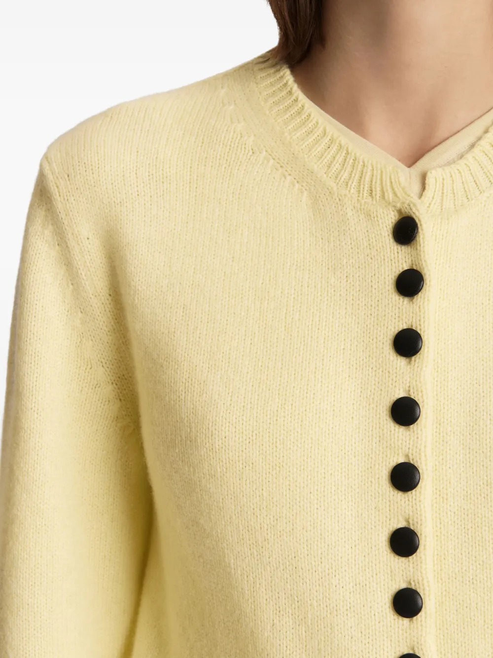 Khaite Josette Button Cardigan In Yellow