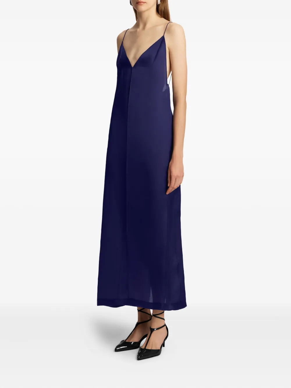 KHAITE Tulula satijnen maxi-jurk Blauw