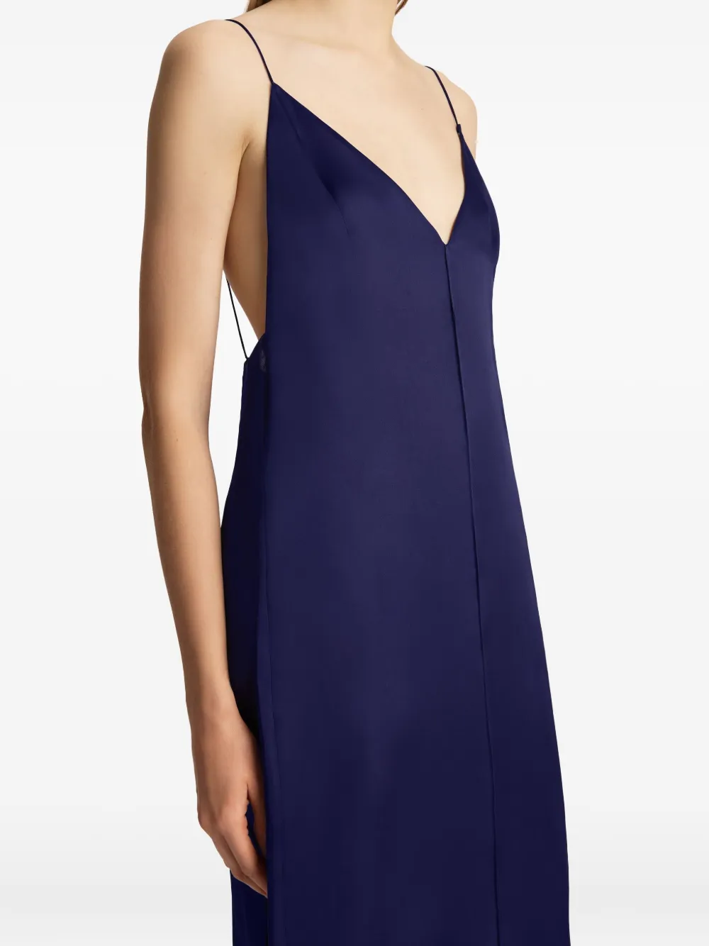 KHAITE Tulula satijnen maxi-jurk Blauw