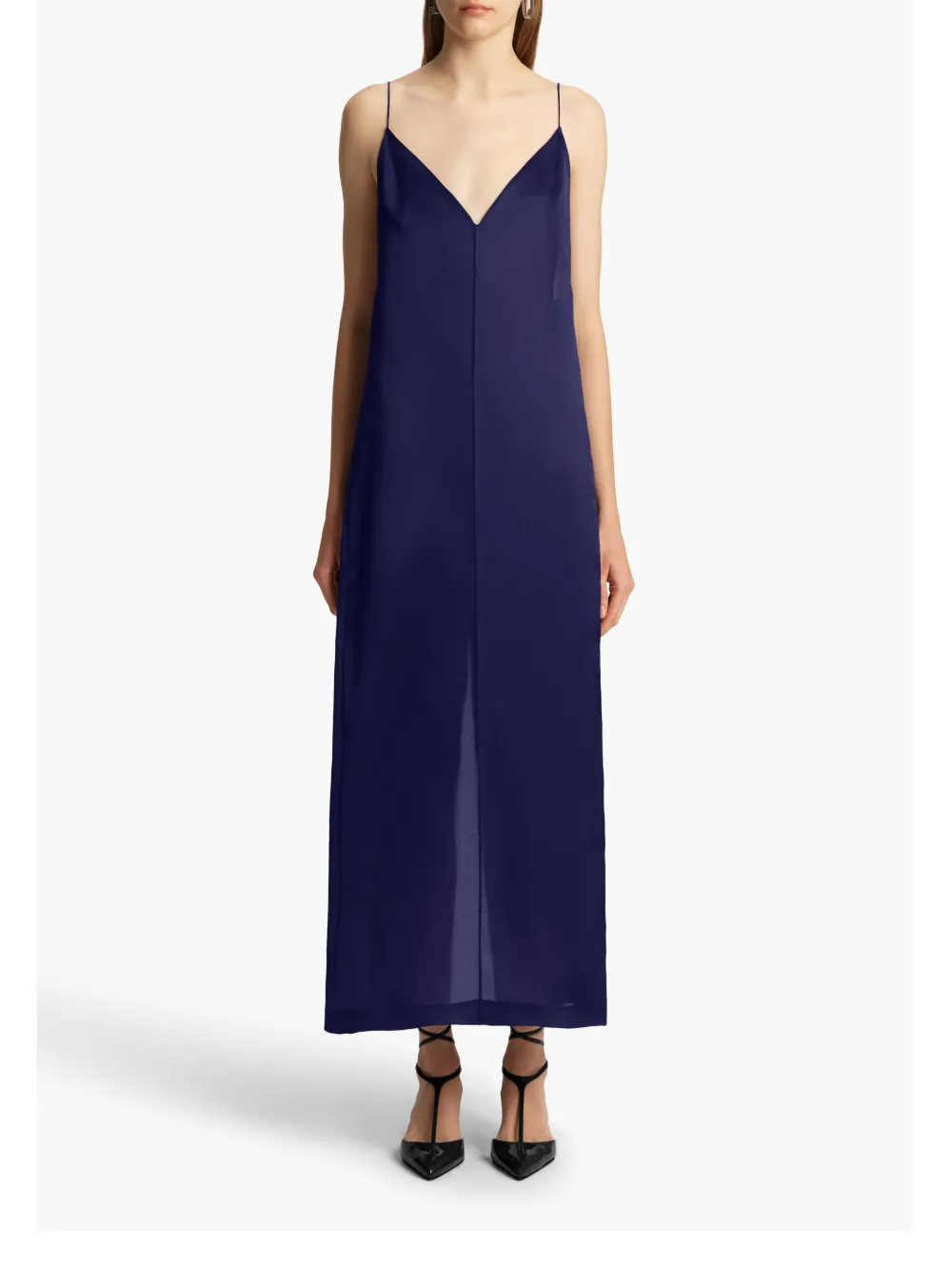 KHAITE Tulula satin slip maxi dress - Blauw