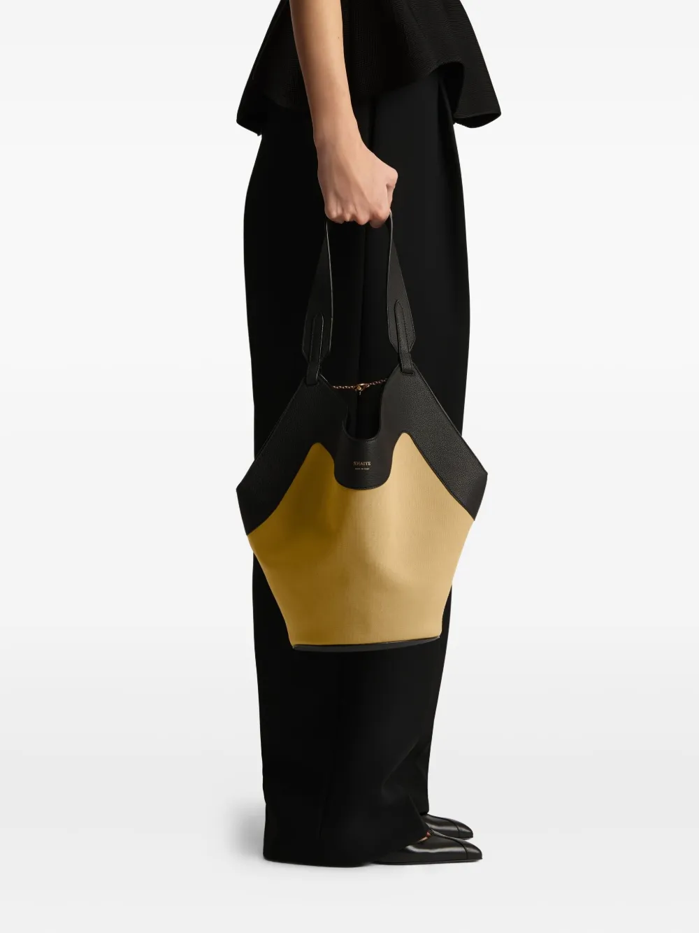 Khaite Small Lotus Leather Tote In Neutral