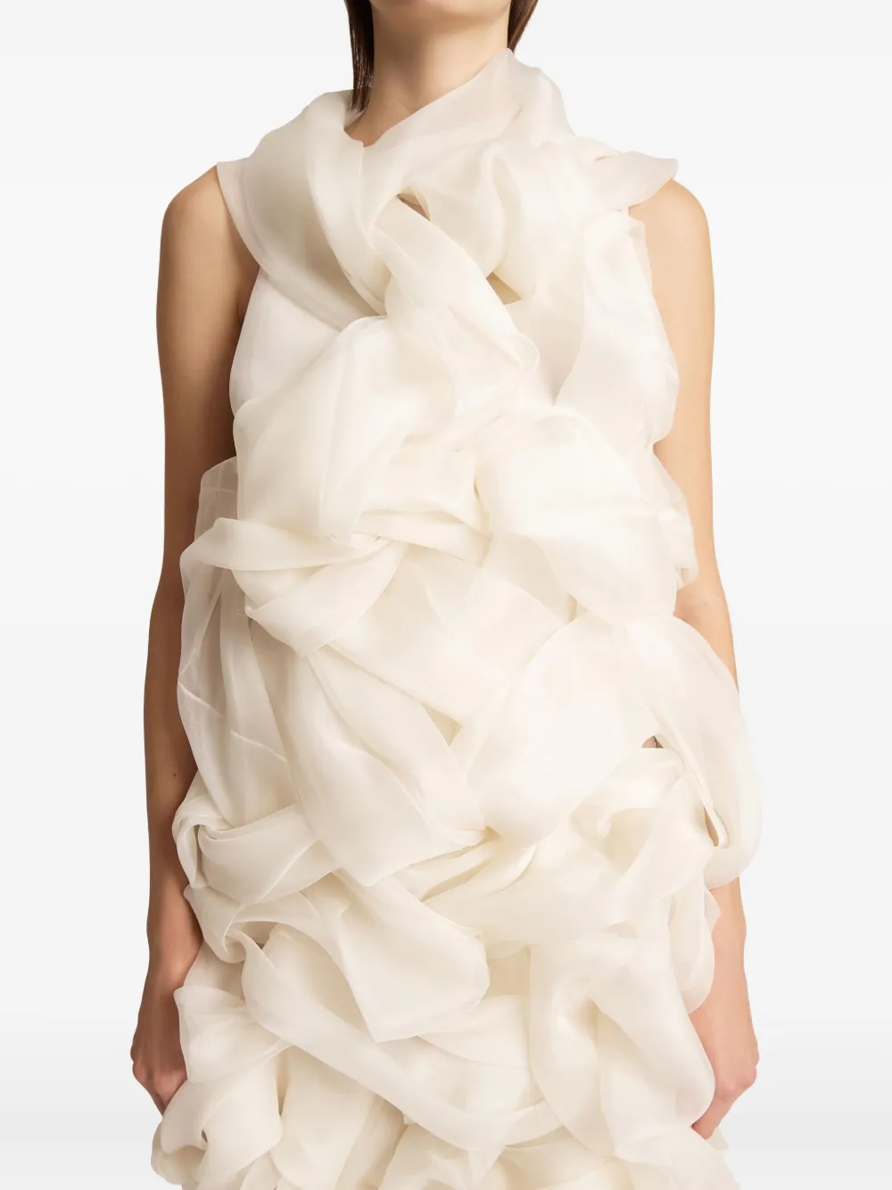 KHAITE Welles jurk met ruches Beige