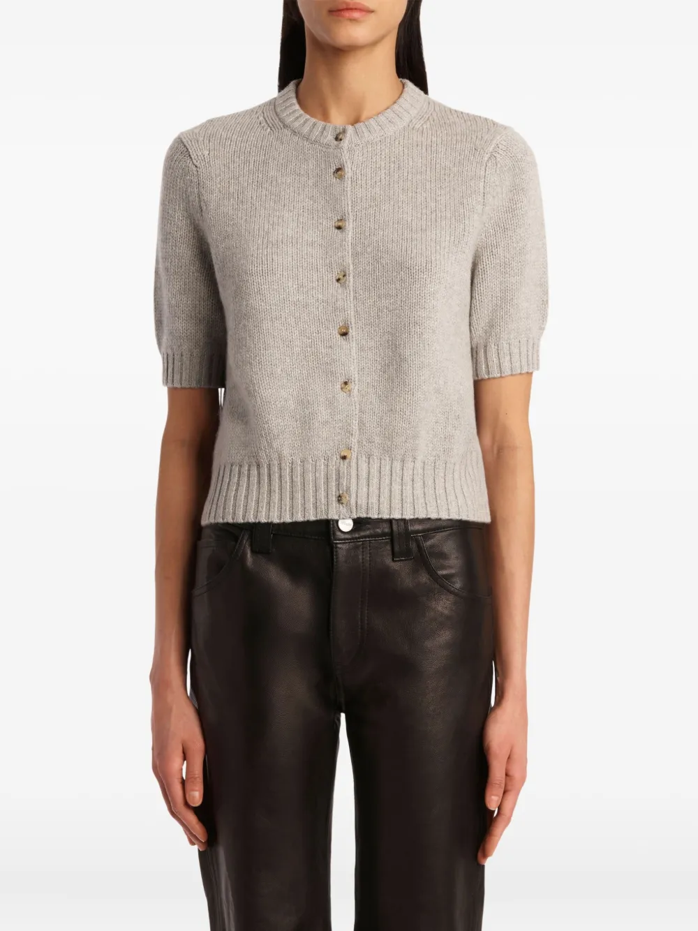 KHAITE Button-up vest met korte mouwen Grijs