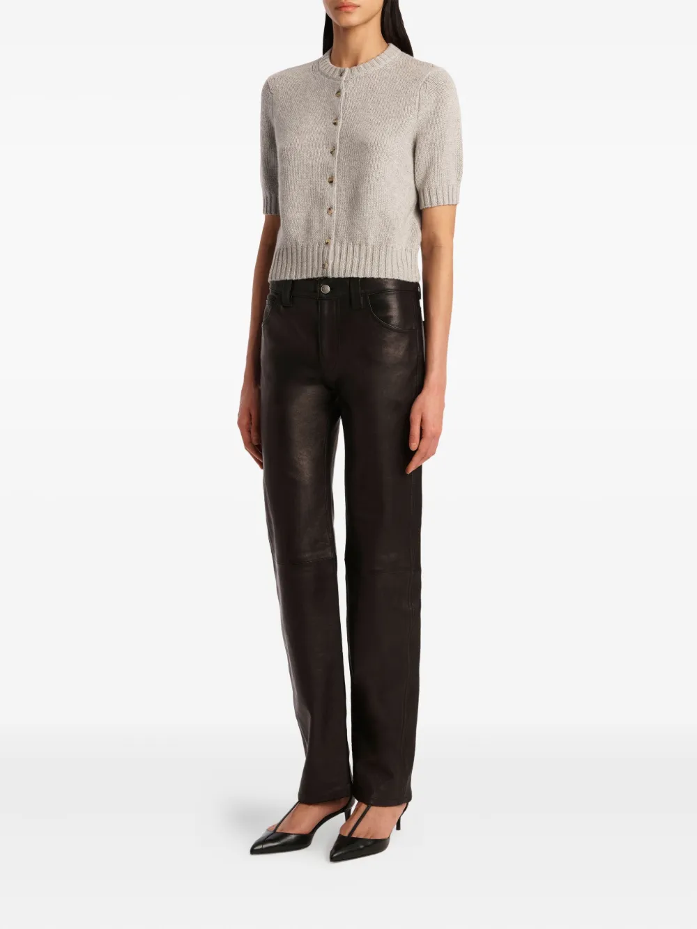 KHAITE Button-up vest met korte mouwen Grijs