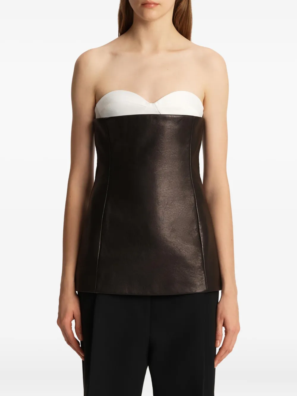  Khaite Ayla Leather Top - Black 