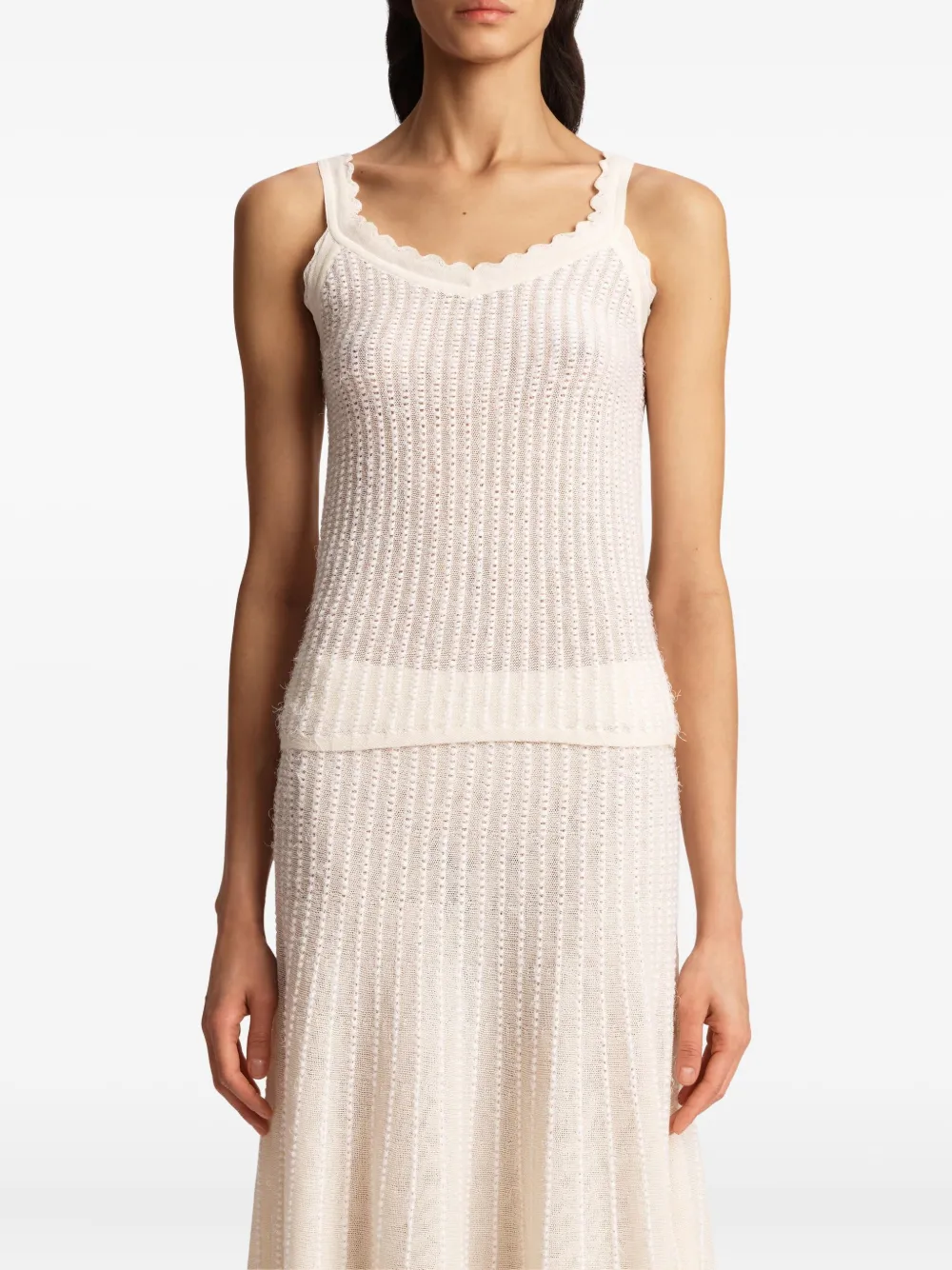 Khaite Ennio Scalloped Tank In Neutral