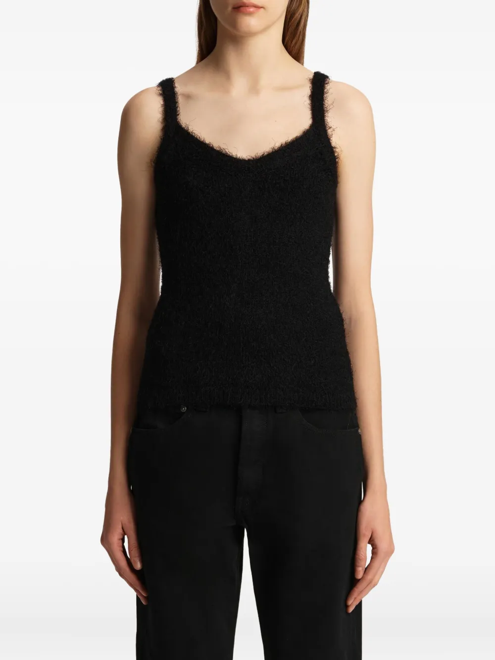 Khaite Maura V-neck Knit Top In Black