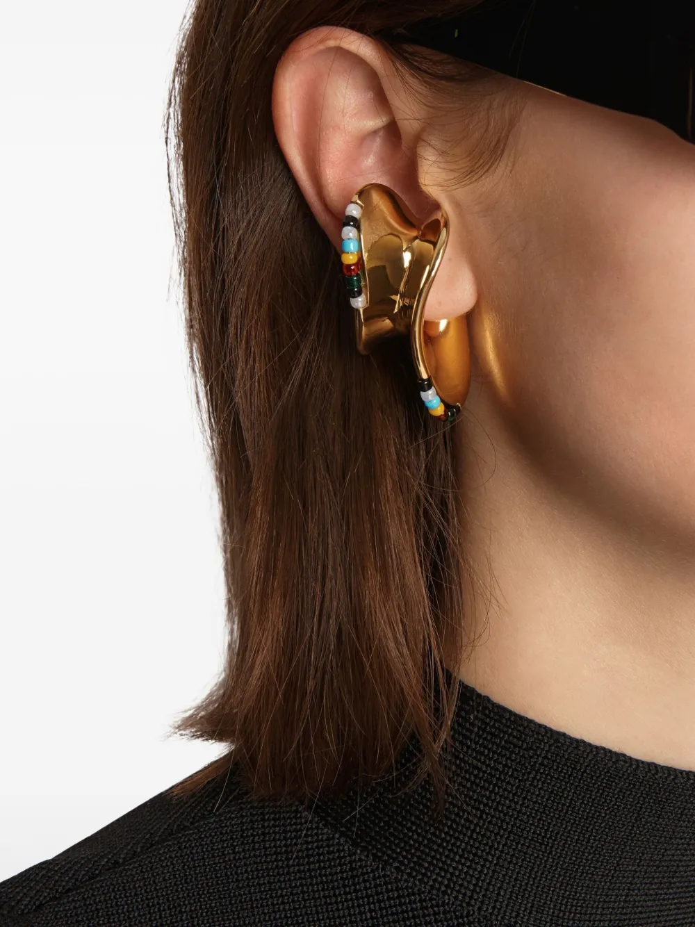 KHAITE beaded shadow ear cuff - Goud