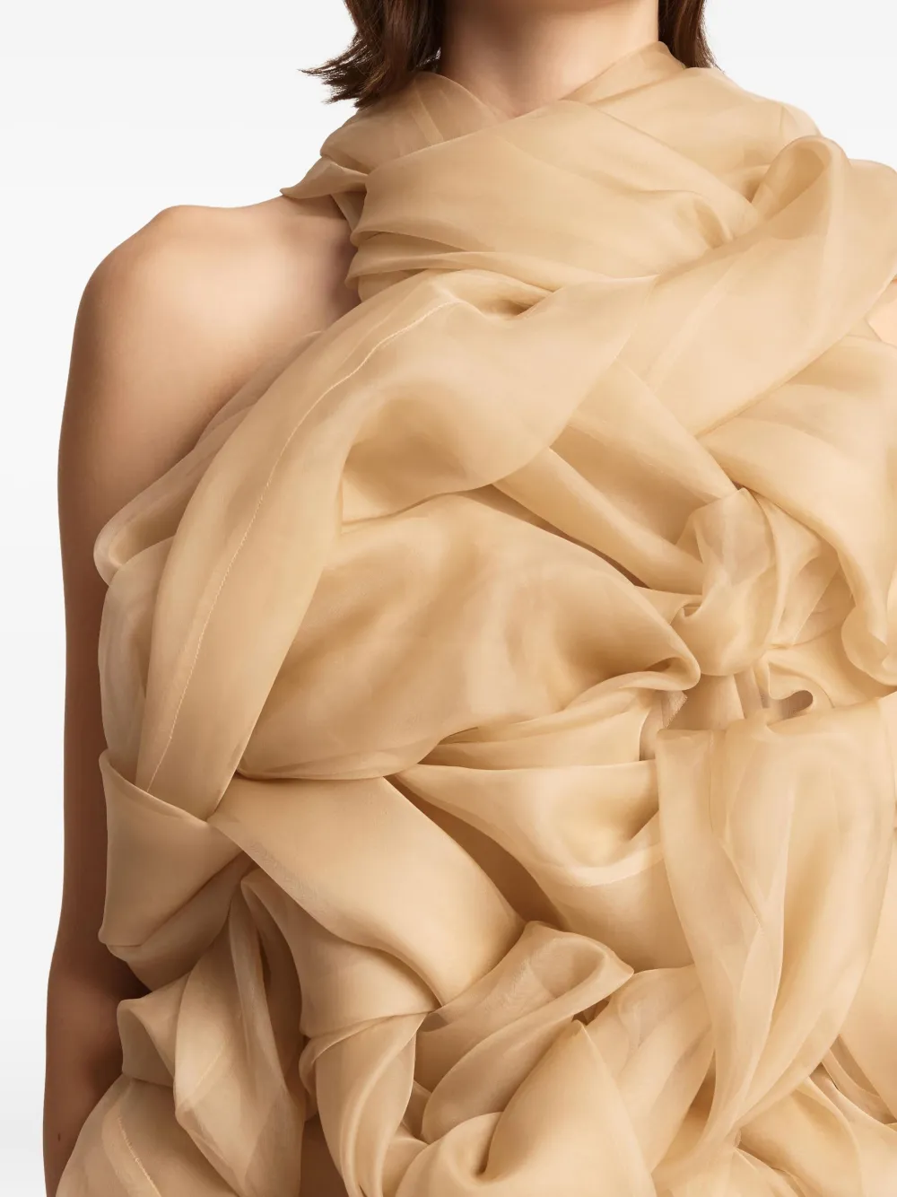 KHAITE Welles top met ruches Beige